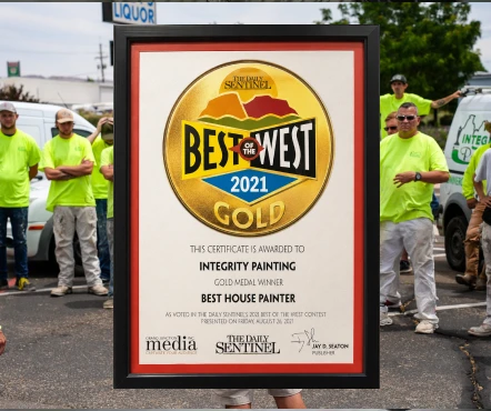 Integrity Painting Best of the West award certificate